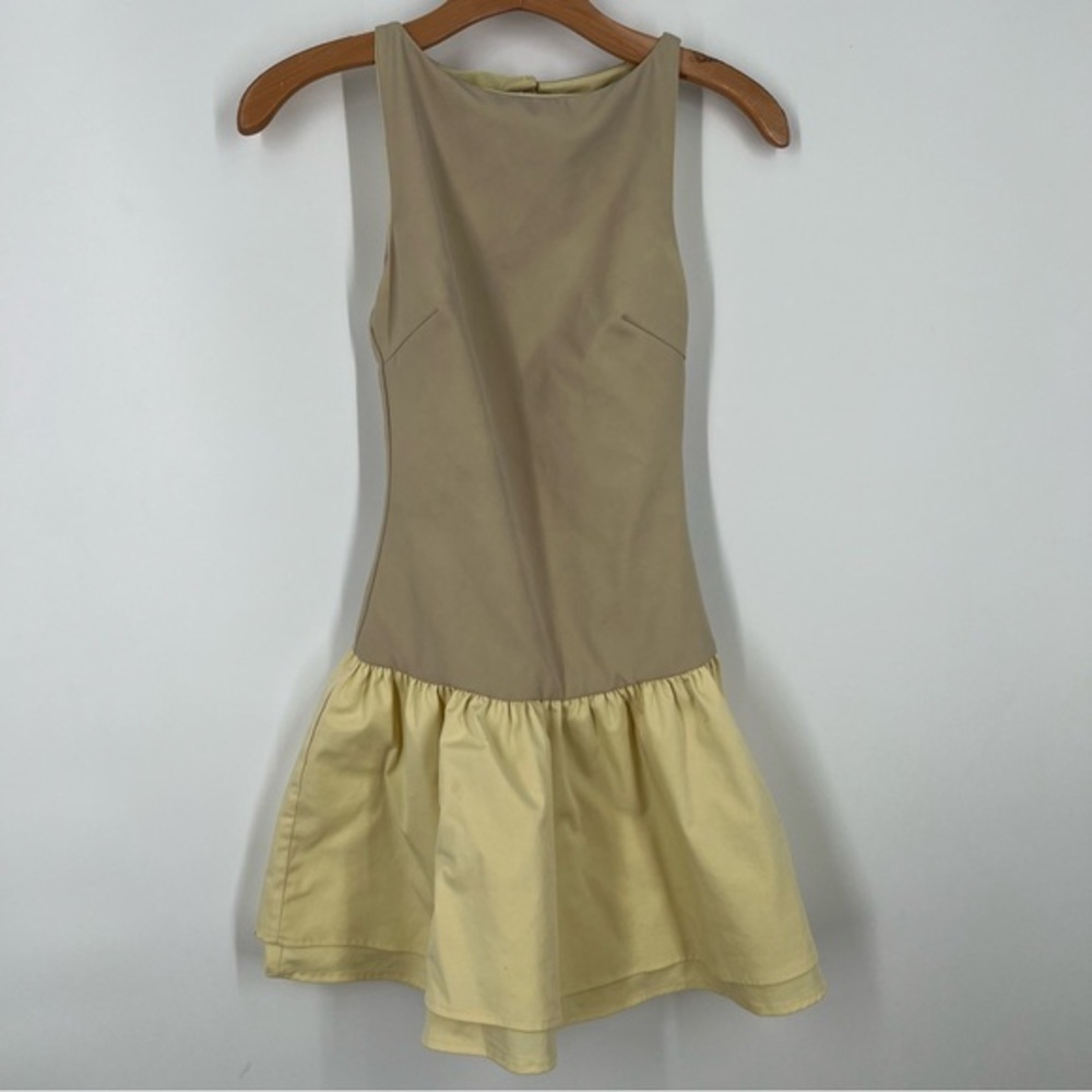 White Fox Tan Yellow Good Girl Mini Open Back Dress